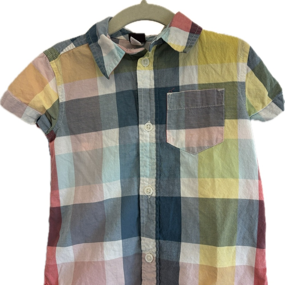 Tea Collection Colorful Plaid Button Down Shirt